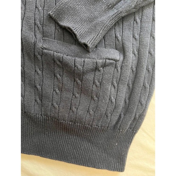 Woods & Gray Cardigan Sweater Men's L Blue V Neck Solid Long‎ Sleeve Cable Knit - Picture 6 of 9